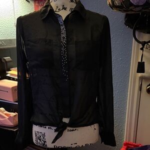 BONGO Black Sheer Button Down Shirt